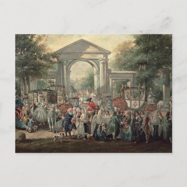 Postal Fiesta en un jardín botánico, 1775 (Anverso)