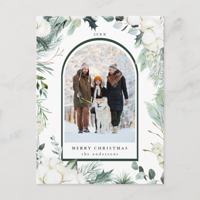 Postal Fiesta fotográfica Evergreen & Cotton Flowers Arch (Anverso)