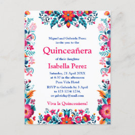 Postal Fiesta Mexicana de Cumpleaños Quinceañera Blanca F