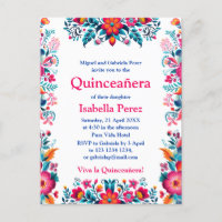Fiesta Mexicana de Cumpleaños Quinceañera Floral B