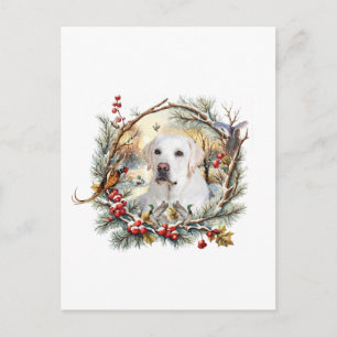 Postal Fiesta Navideña con Labrador Retriever Nevado