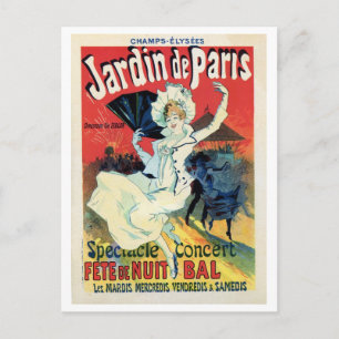 Postal Fiesta nocturno de Vintage belle epoque jardin de