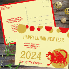 Postal Fiesta O Saludo Del Dragón Rojo Lunar Año Nuevo 20