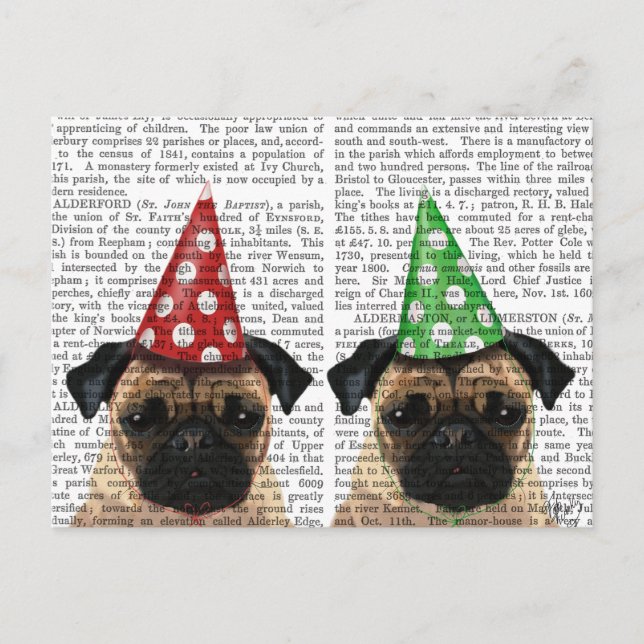 Postal Fiesta Pugs Pair (Anverso)