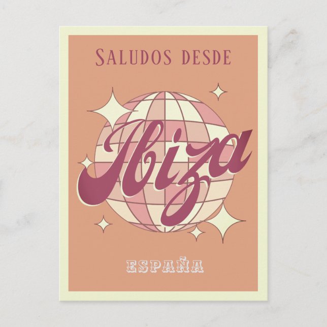 Postal Fiesta retro vintage de Ibiza (Anverso)