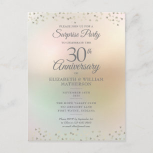 Postal Fiesta Sorpresa 30 Aniversario Corazones Confeti 