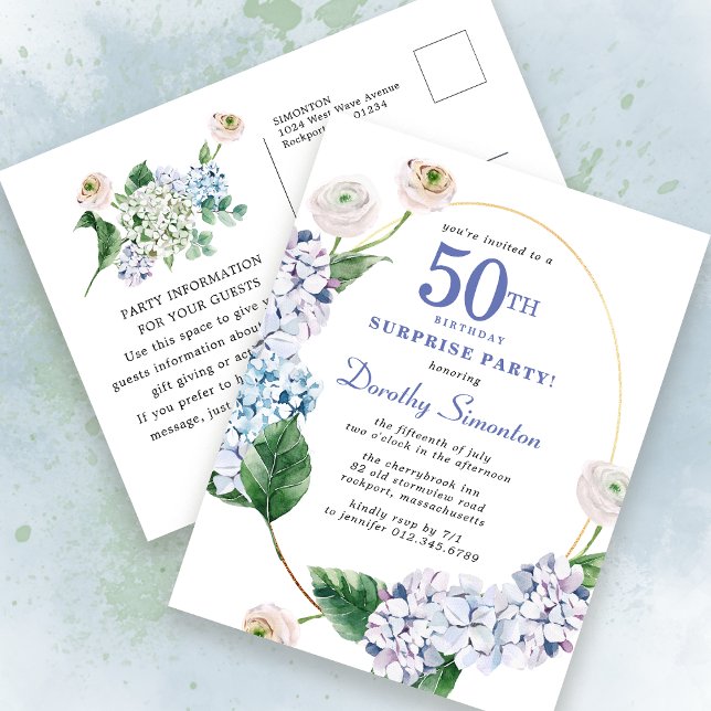 Postal Fiesta sorpresa Hydrangea Rosa 50 cumpleaños (Subido por el creador)