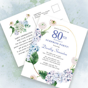 Postal Fiesta Sorpresa Hydrangea Rosa 80 cumpleaños