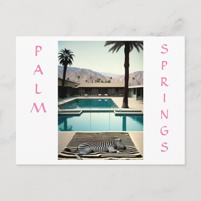 Postal Fiesta temática de cebra retro de poolside persona (Anverso)