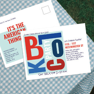 Postal Fiesta Vecinal de Bloque al Estilo Retro del 4 de