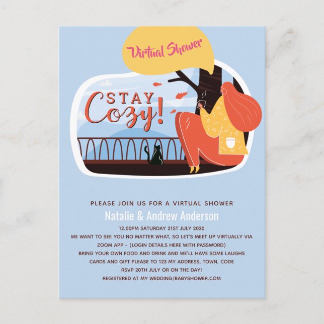 Postal Fiesta virtual Baby Bridal Shower Birthday Grad. (Anverso)