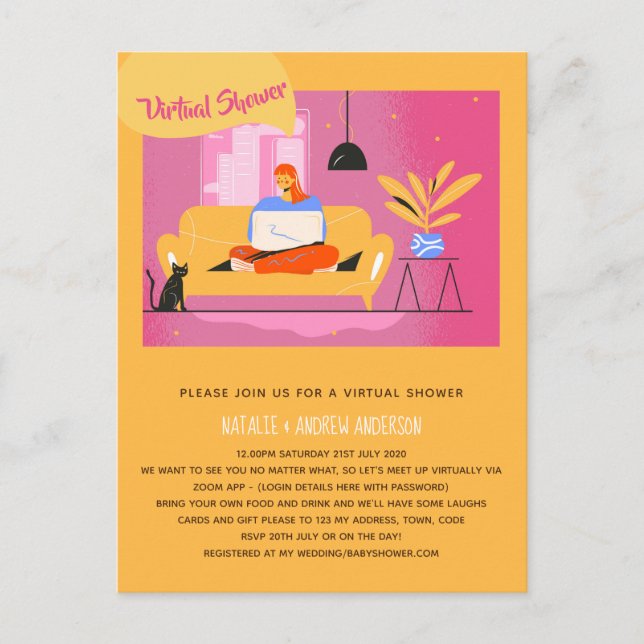 Postal Fiesta virtual Baby Bridal Shower Birthday Grad. (Anverso)
