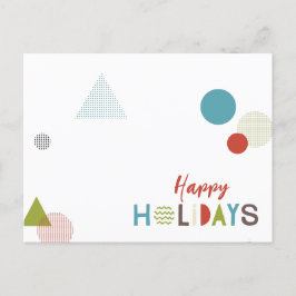 Postal Fiestas felices geométricas multicolor minimalista