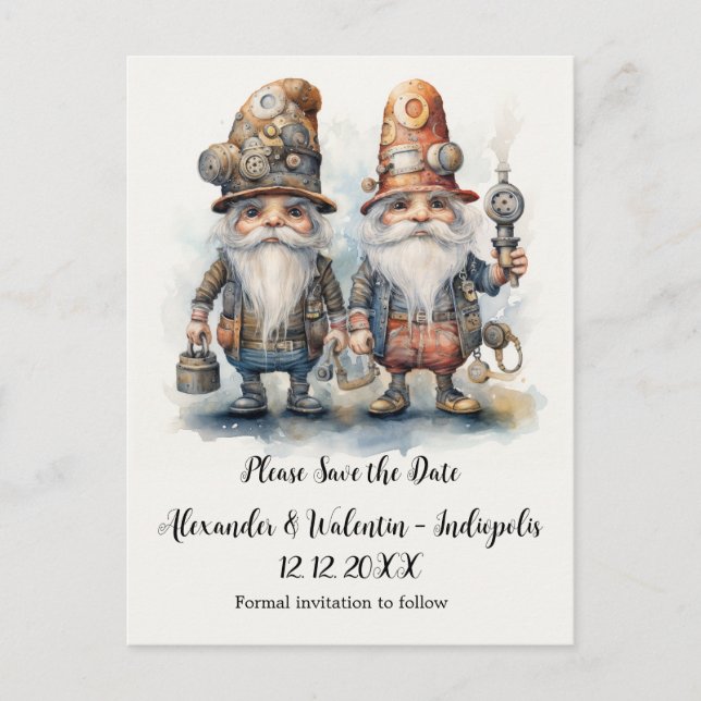 Postal Fiestas Gnomes Guardar la fecha (Anverso)