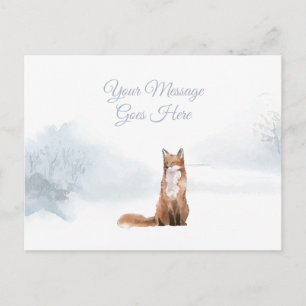 Postal Fiestas Navideñas Zorro Invernal Escritura Elegant