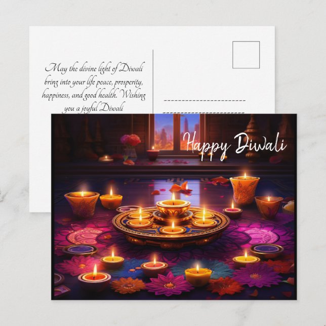 Postal Fiestas Radiantes: Una Celebración de Diwali (Anverso / Reverso)