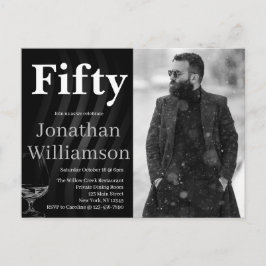 Postal Fifty Modern 50th Birthday Party Photo For Him