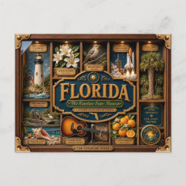 Postal Figura 3D de Florida en caja de sombra Estado