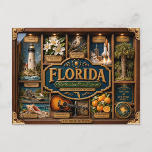Postal Figura 3D de Florida en caja de sombra Estado