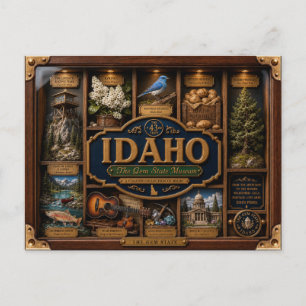 Postal Figura 3D de Idaho en caja de sombra Estado