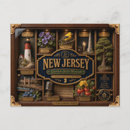 Postal Figura 3D de Nueva Jersey en caja de sombra Estado