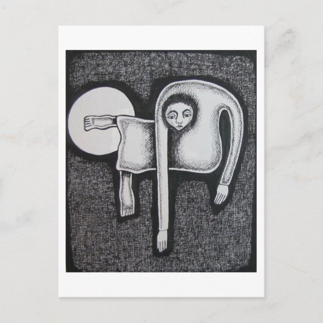 Postal Figura Angular y Círculo Blanco de Hassan Wahba (Anverso)