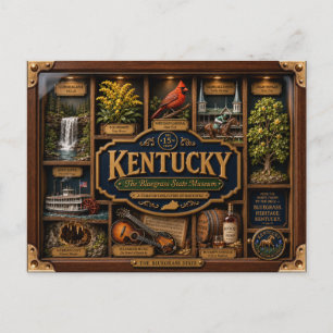 Postal Figura de caja de sombra de Kentucky en 3D Estado