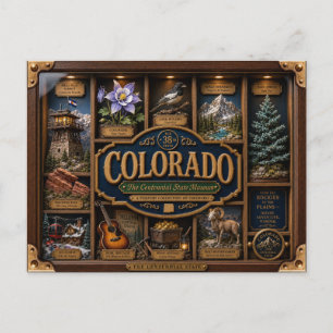 Postal Figura de Colorado en caja de sombra 3D Estado