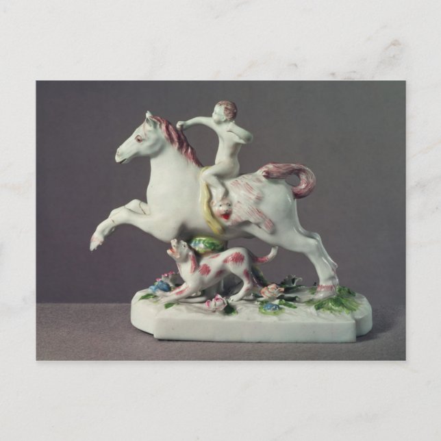 Postal Figura de la Sala Longton de Cupido montando un ca (Anverso)