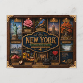 Postal Figura de Nueva York en caja de sombra 3D Estado