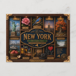 Postal Figura de Nueva York en caja de sombra 3D Estado