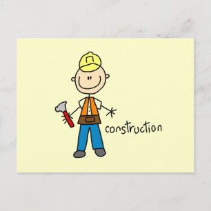 Postal Figura de palito de construcción