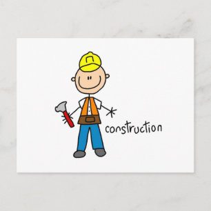 Postal Figura de palito de construcción