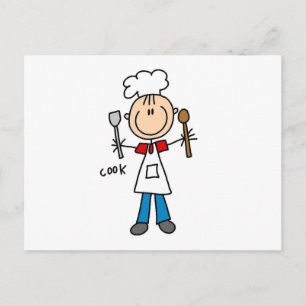 Postal Figura de palitos cocinero