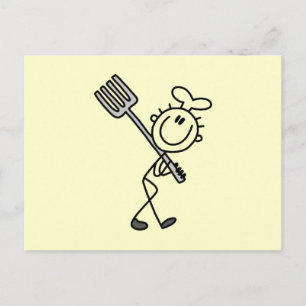 Postal Figura de palitos de chef con tenedor