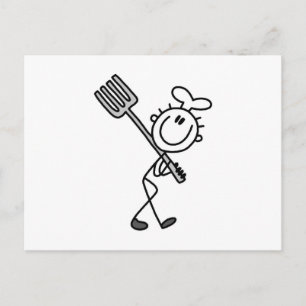 Postal Figura de palitos de chef con tenedor