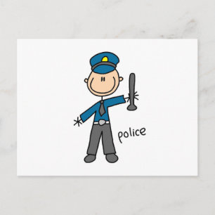 Postal Figura de palitos de oficial de policía