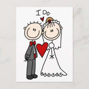 Postal Figura de palo Boda de novia y novio Guardar la fe