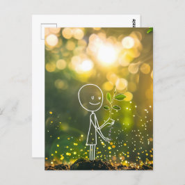 Postal Figura de palo de arte de la línea blanca, Posttra