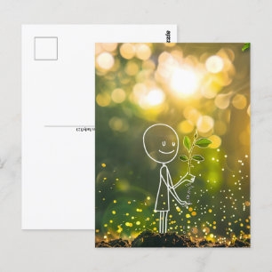 Postal Figura de palo de arte de la línea blanca, Posttra