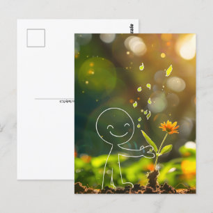 Postal Figura de palo de arte de la línea blanca, Posttra