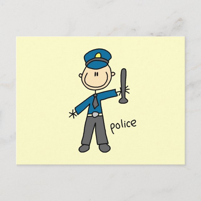 Postal Figura de palo de oficial de policía (Anverso)