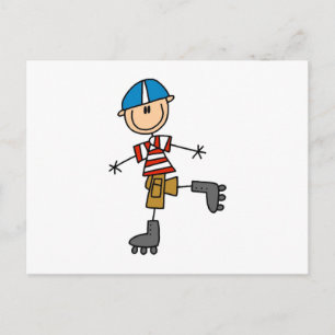 Postal Figura de palo de patinaje sobre ruedas