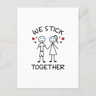 Postal Figura de palo Parejas de Día de San Valentín Amor