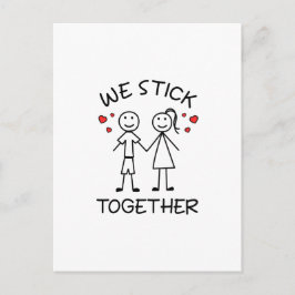 Postal Figura de palo Parejas de Día de San Valentín Amor