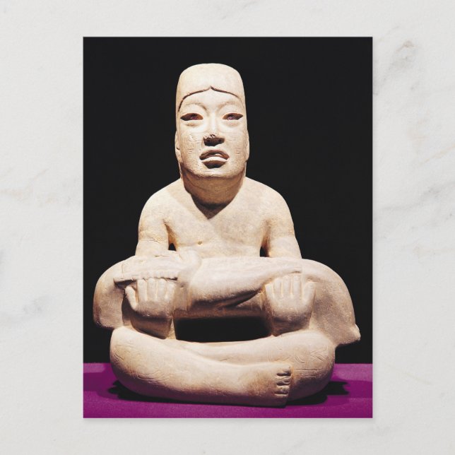 Postal Figura de piernas cruzadas sosteniendo a un bebé,  (Anverso)