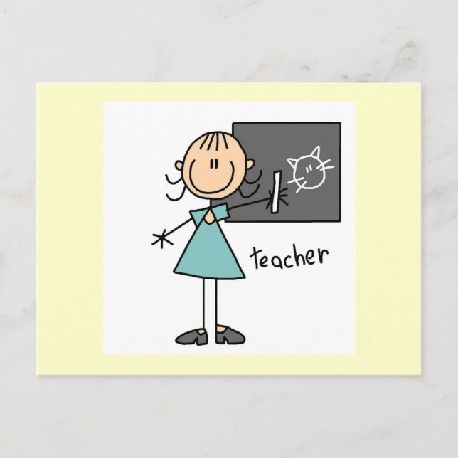 Postal Figura de profesor con palitos (Anverso)