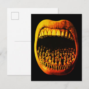 Postal Figura de terror expresionista oscuro surrealista