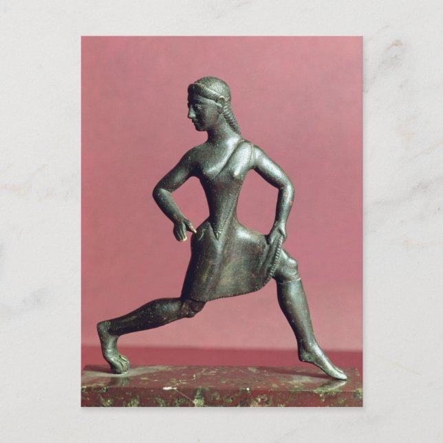 Postal Figura de un chica corriendo, (Anverso)
