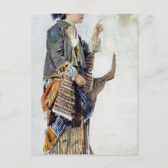 Postal Figura de un chica disfrazado de turco del siglo X (Anverso)
